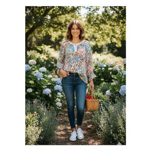 Spense Multicolor Paisley Blouse XL peasant style